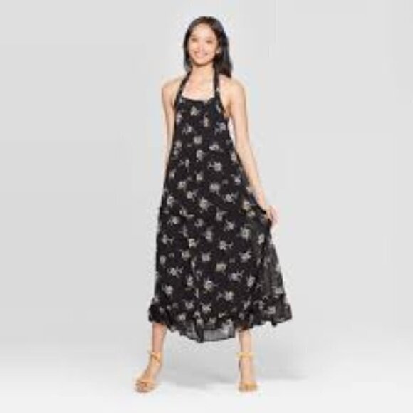 Who What Wear Sz XS Floral Halter Maxi Dress - Picture 1 of 8